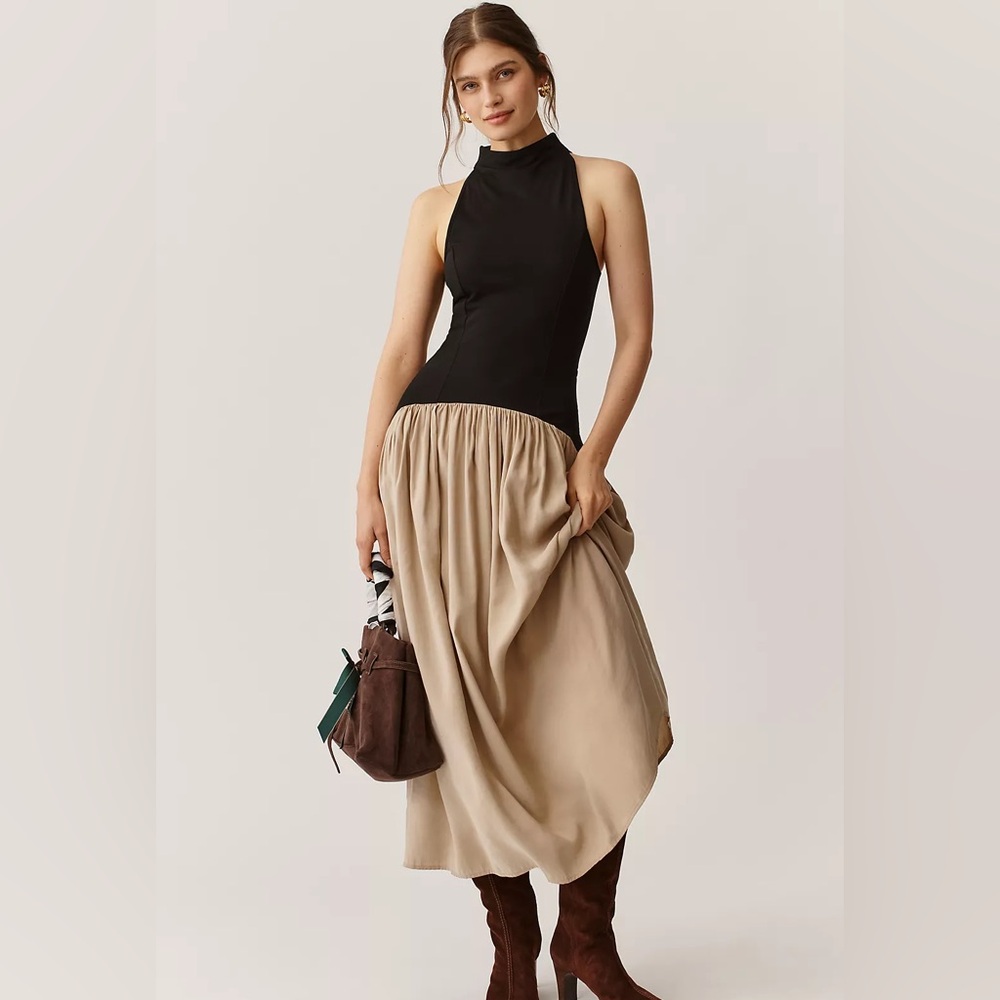 Maeve Twofer Drop-Waist Maxi Dress